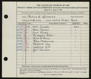 Entry card for Kamerer, Pauline H. for the 1941 May Show.