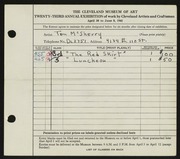 Entry card for McSherry, Tom for the 1941 May Show.