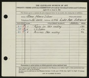 Entry card for Shaw, Glenn M. for the 1941 May Show.