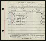 Entry card for Lee-Smith, Hughie for the 1941 May Show.