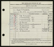 Entry card for Stanger, Anne for the 1941 May Show.