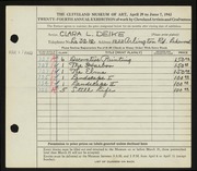 Entry card for Deike, Clara L. for the 1942 May Show.
