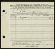 Entry card for Grasmehr, Robert for the 1942 May Show.