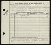 Entry card for Holderbaum, Bruce A. for the 1942 May Show.