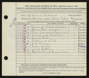 Entry card for Scheele, William E. for the 1942 May Show.