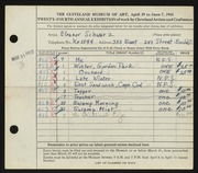 Entry card for Schwarz, Eleanor for the 1942 May Show.