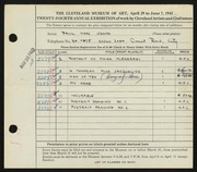 Entry card for Von John, Paul for the 1942 May Show.