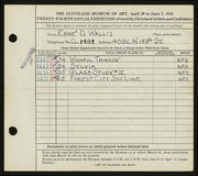 Entry card for Wallis, Erne D. for the 1942 May Show.