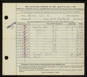 Entry card for Wyman, Carl for the 1942 May Show.