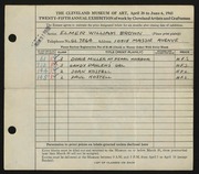 Entry card for Brown, Elmer W. for the 1943 May Show.