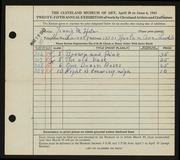 Entry card for Hotz, Jennie M. for the 1943 May Show.