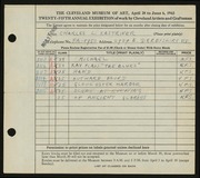Entry card for Kastriner, Charles L. for the 1943 May Show.