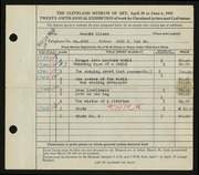 Entry card for Kitner, Harold for the 1943 May Show.