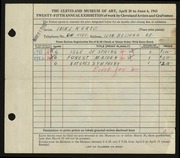 Entry card for Kurtz, Jack J. for the 1943 May Show.