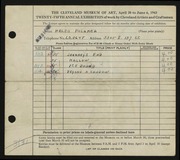 Entry card for Polanka, Helen for the 1943 May Show.