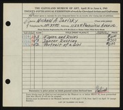 Entry card for Sarisky, Michael A. for the 1943 May Show.