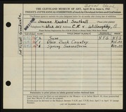 Entry card for Southall, Jeanne Knobel for the 1943 May Show.