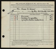 Entry card for Weiner, Homer for the 1943 May Show.