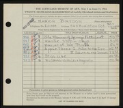 Entry card for Bryson, Marion Camp for the 1944 May Show.