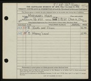 Entry card for Hugh, Mary Agnes for the 1944 May Show.