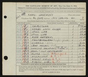 Entry card for Lakofsky, Charles  for the 1944 May Show.