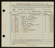 Entry card for Penfield, Louis A. for the 1944 May Show.