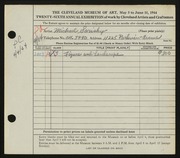 Entry card for Sarisky, Michael A. for the 1944 May Show.