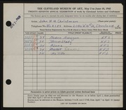 Entry card for Christman, John N. H. for the 1945 May Show.