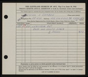 Entry card for Combes, Vivian Kepler for the 1945 May Show.
