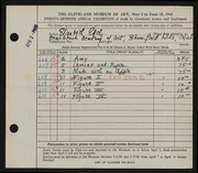 Entry card for Eddy, Elizabeth for the 1945 May Show.