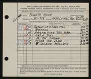 Entry card for Hugh, Kenneth Marcus for the 1945 May Show.