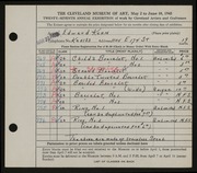 Entry card for Kern, Edward T. for the 1945 May Show.