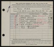 Entry card for Riba, Paul for the 1945 May Show.