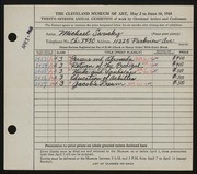Entry card for Sarisky, Michael A. for the 1945 May Show.