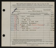 Entry card for Sommer, William for the 1945 May Show.
