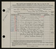 Entry card for Vaiksnoras, Anthony for the 1945 May Show.