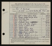 Entry card for Wyman, Carl for the 1945 May Show.