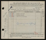 Entry card for Young, Joseph Francis, Jr. for the 1945 May Show.