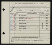 Entry card for Boynton, Henry Percy for the 1946 May Show.