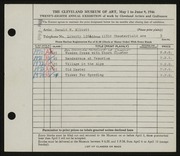 Entry card for Elliott, Donald W. for the 1946 May Show.