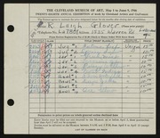 Entry card for Glover, Roland Leigh for the 1946 May Show.