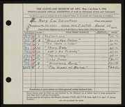 Entry card for Schweitzer, Mac for the 1946 May Show.