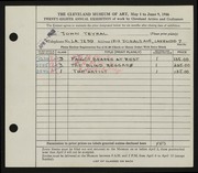 Entry card for Teyral, John for the 1946 May Show.