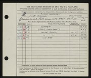 Entry card for Waszak, Jack for the 1946 May Show.