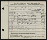 Entry card for Young, Jay Quinter for the 1946 May Show.