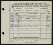 Entry card for Lee, Laura Canfield for the 1947 May Show.