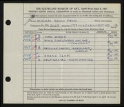 Entry card for Peck, Miriam Smith for the 1947 May Show.