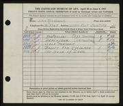 Entry card for Rossbach, Lois for the 1947 May Show.