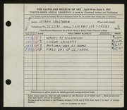 Entry card for Solitario, Joseph for the 1947 May Show.