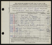 Entry card for Bejcek, Harold L., and Bejcek, Ruth Orpah for the 1948 May Show.